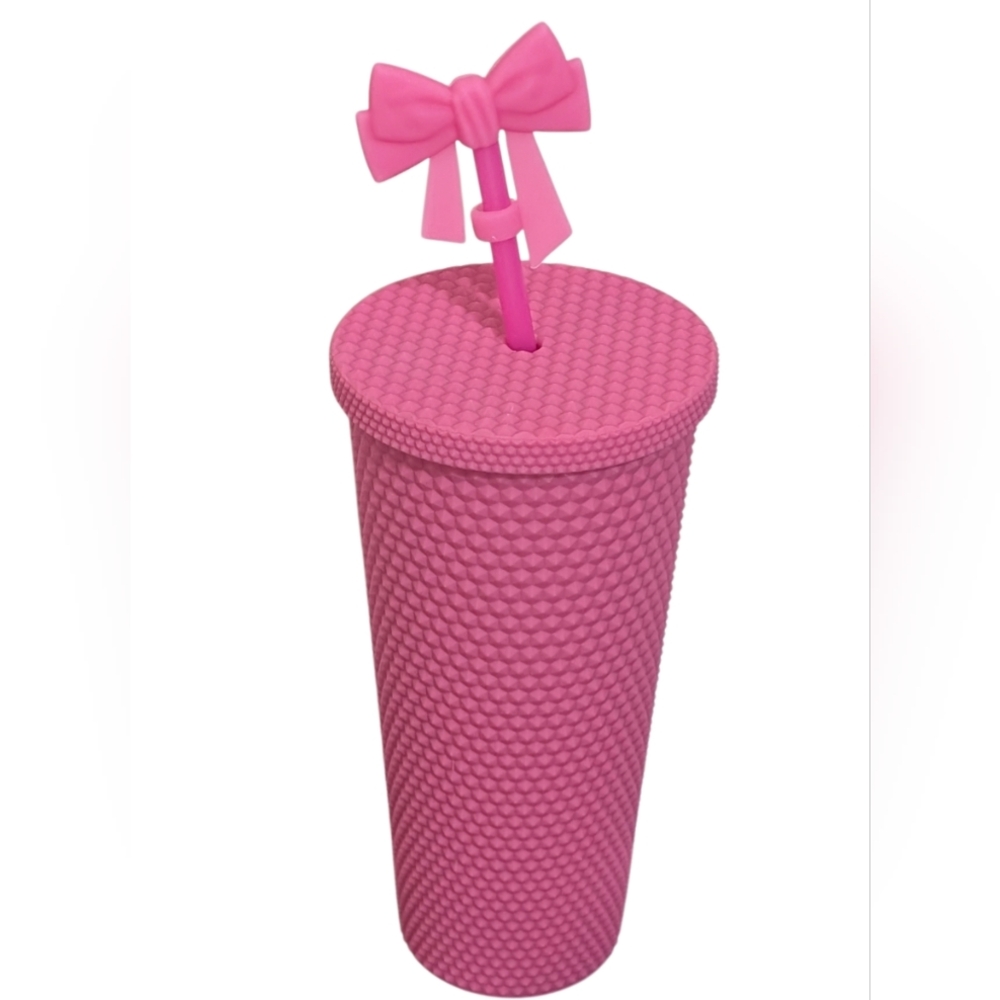 5/$20 Pink Textured Tumbler with Straw